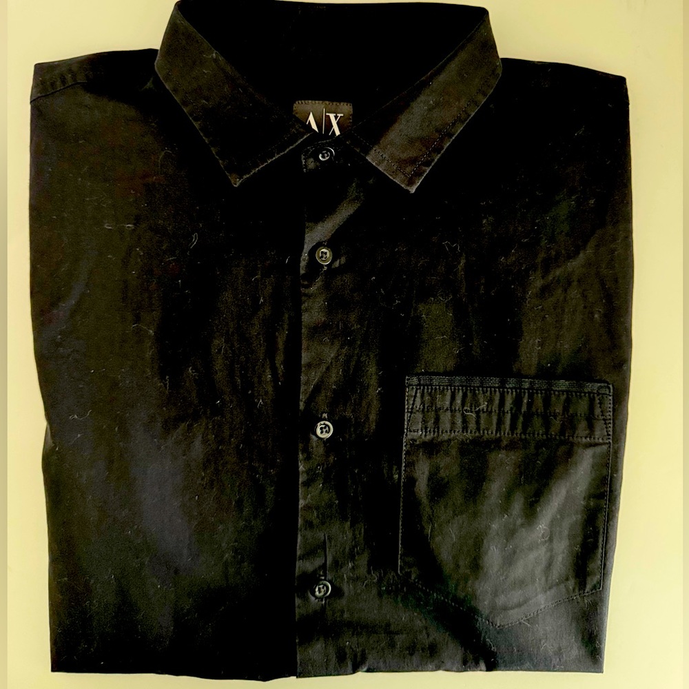 Armani Exchange Men’s Medium Black Short Sleeve Button-Up Shirt Like NWOT OBO